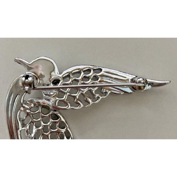 Vintage Signed Sarah Coventry Silver Tone Bird Brooch SKU PB75 - Picture 4 of 5